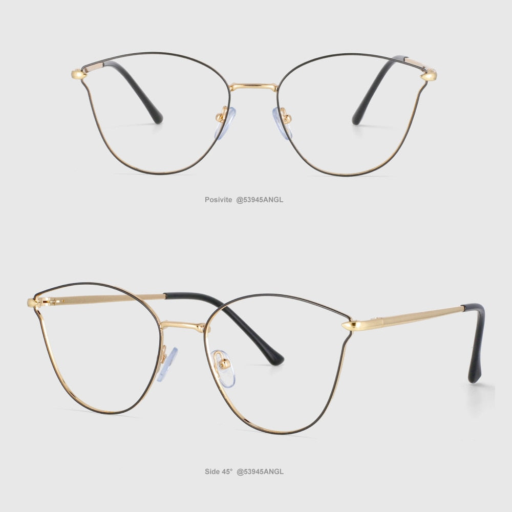 CCspace Unisex Full Rim Square Cat Eye Alloy Frame Eyeglasses 53945 Full Rim CCspace Black