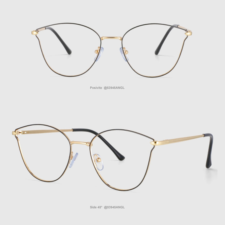 CCspace Unisex Full Rim Square Cat Eye Alloy Frame Eyeglasses 53945 Full Rim CCspace Black