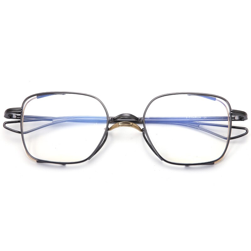 Muzz Unisex Full Rim Square Titanium Frame Eyeglasses T7024 Full Rim Muzz Dark Grey
