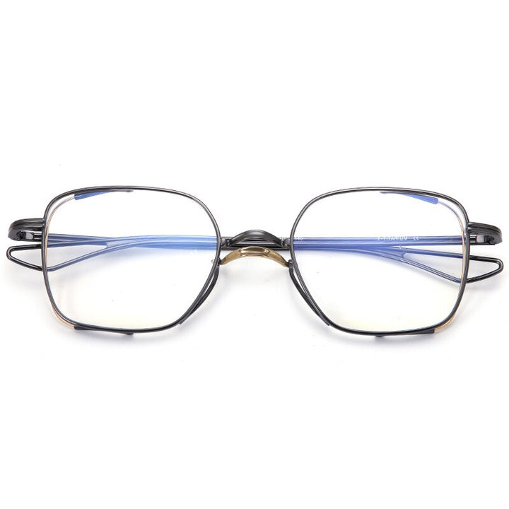 Muzz Unisex Full Rim Square Titanium Frame Eyeglasses T7024 Full Rim Muzz Dark Grey