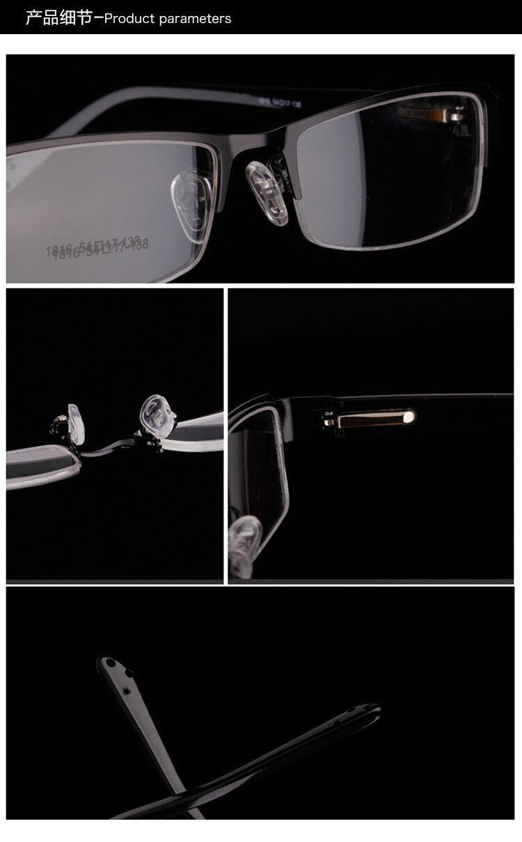 Bclear Men's Semi Rim Acetate Alloy Square Eyeglasses Spring Hinge N1816 Semi Rim Bclear