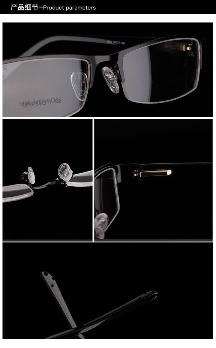Bclear Men's Semi Rim Acetate Alloy Square Eyeglasses Spring Hinge N1816 Semi Rim Bclear