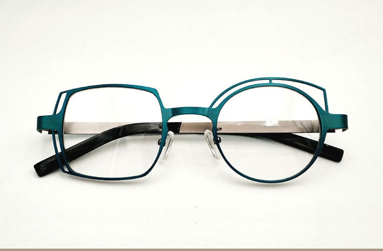 Yujo Unisex Full Rim Round Square Alloy Eyeglasses 811010 Full Rim Yujo Blue China