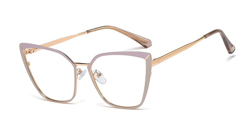 CCspace Unisex Full Rim Square Cat Eye Alloy Frame Eyeglasses 48104 Full Rim CCspace C6 purple pink