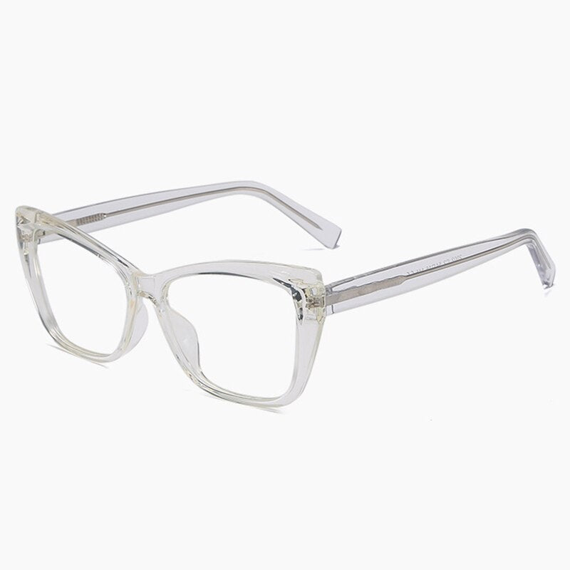 Hotony Women's Full Rim Square Cat Eye Acetate Eyeglasses 2002 Full Rim Hotony Transparent