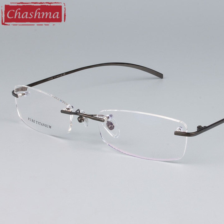 Chashma Ottica Unisex Rimless Rectangle Titanium Eyeglasses 1028 Rimless Chashma Ottica Gray