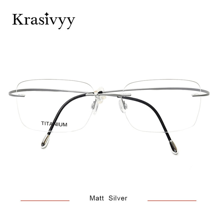 Krasivyy Unisex Rimless Square Screwless Titanium Eyeglasses Kr16016 Rimless Krasivyy Matt Silver