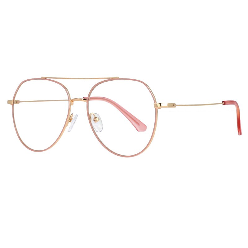 CCspace Women Full Rim Oversized Round Alloy Frame Eyeglasses 53372 Full Rim CCspace Pink