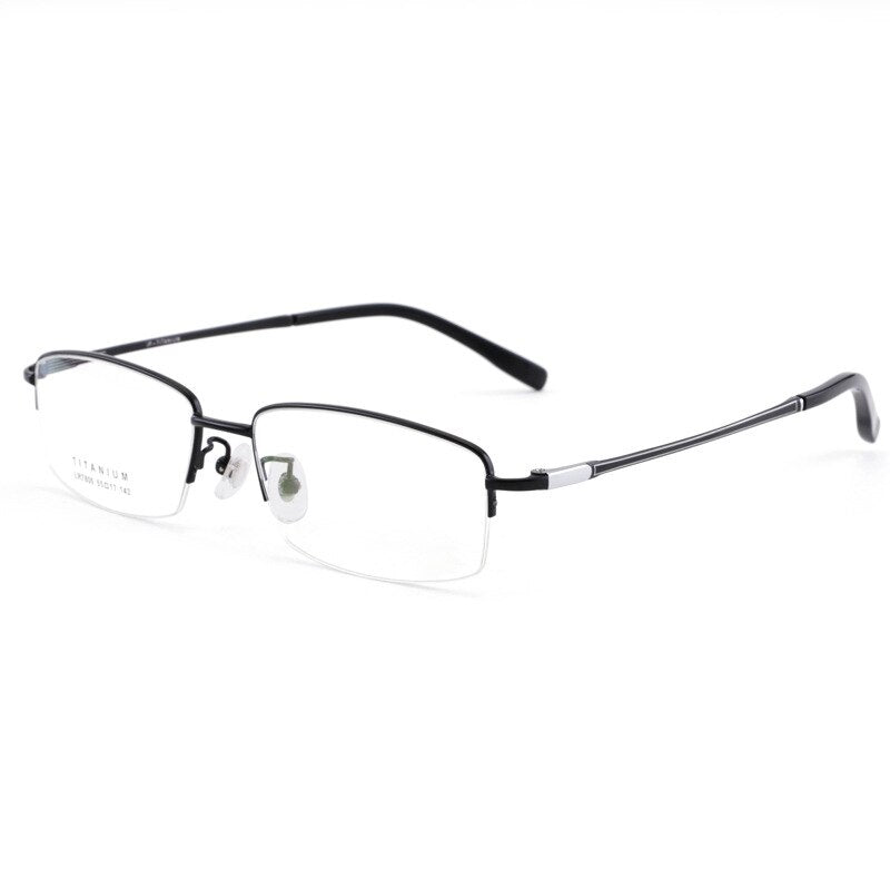 Men's Semi Rim Square Titanium Frame Eyeglasses Lb7805 Semi Rim Bclear