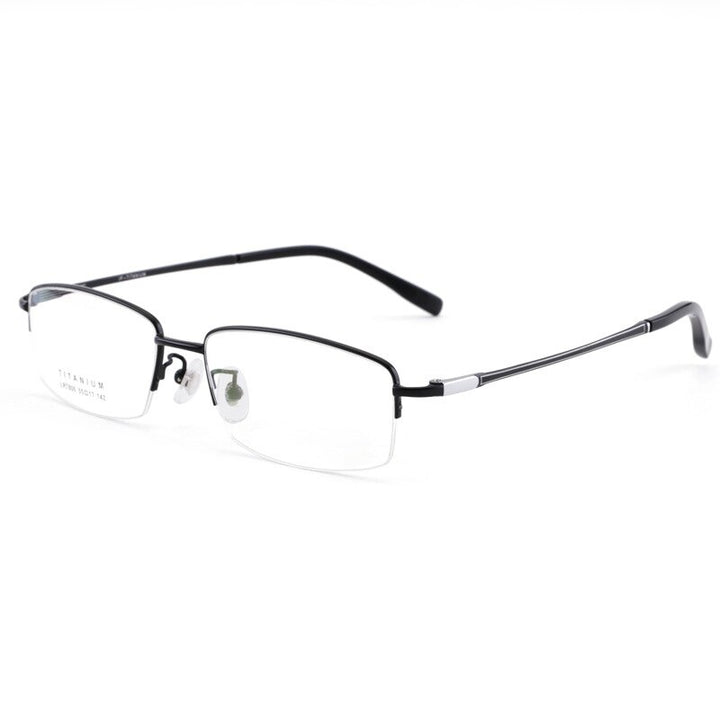 Men's Semi Rim Square Titanium Frame Eyeglasses Lb7805 Semi Rim Bclear