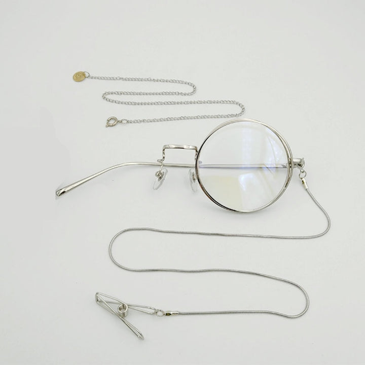 Yujo Unisex Full Rim Round Alloy Cosplay Lolita Style Monocle 2359 Monocle Yujo Silver left eye China