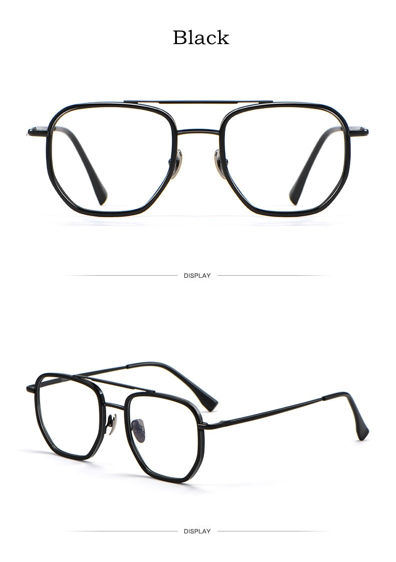 Yimaruili Unisex Full Rim Double Bridge β Titanium Frame Eyeglasses L1361 Full Rim Yimaruili Eyeglasses