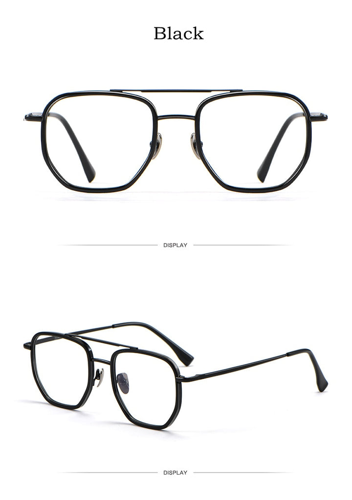 Yimaruili Unisex Full Rim Double Bridge β Titanium Frame Eyeglasses L1361 Full Rim Yimaruili Eyeglasses