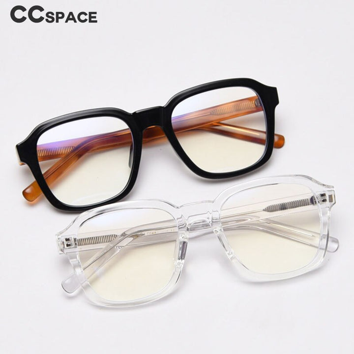 CCspace Women's Full Rim Square Tr 90 Titanium Frame Acetate Leg Eyeglasses 49354 Full Rim CCspace