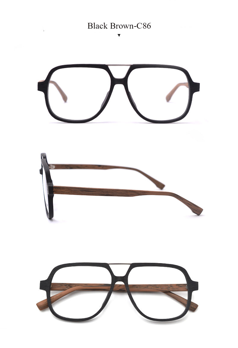 Hdcrafter Unisex Full Rim Square Oversized Wood Eyeglasses Ps8210 Full Rim Hdcrafter Eyeglasses