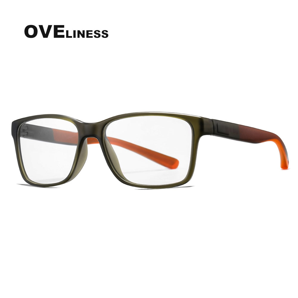Oveliness Unisex Full Rim Square Tr 90 Titanium Eyeglasses 7091 Full Rim Oveliness green orange