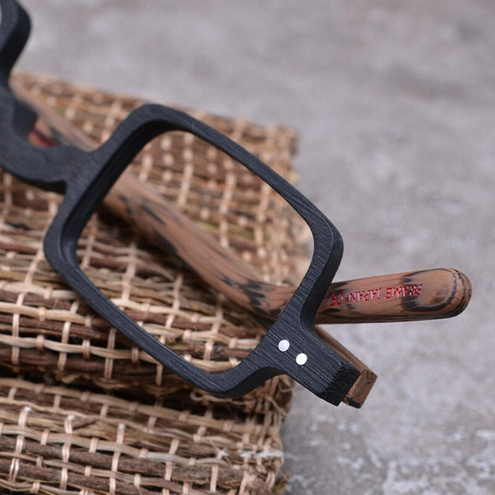 Hdcrafter Unisex Full Rim Square Acetate Wood Frame Eyeglasses Ft6016 Full Rim Hdcrafter Eyeglasses