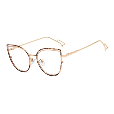 Ralferty Metallic Eyeglass Frame Women Computer Anti Blue Light Glasses Full Rim Ralferty C13 Leopard
