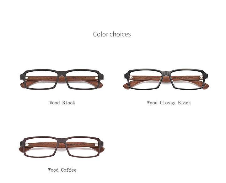 Hdcrafter Men's Full Rim Rectangle Wood Frame Eyeglasses 5603 Full Rim Hdcrafter Eyeglasses