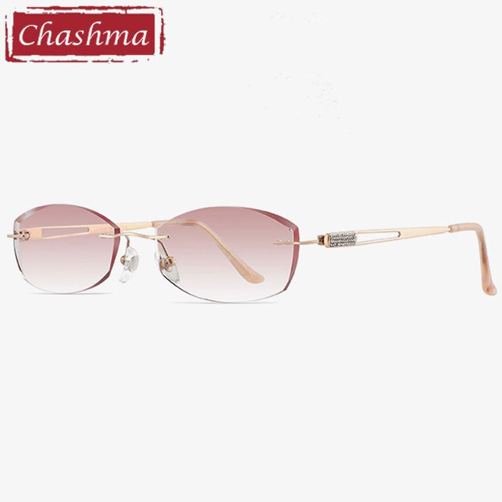 Chashma Ottica Women's Rimless Oval Rectangle Titanium Eyeglasses Tinted Lenses 6048 Rimless Chashma Ottica   