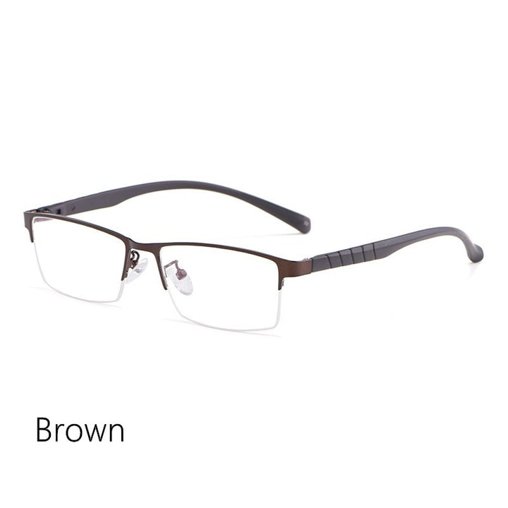 Yimaruili Men's Semi Rim Alloy Frame Eyeglasses 89033 Semi Rim Yimaruili Eyeglasses Brown China