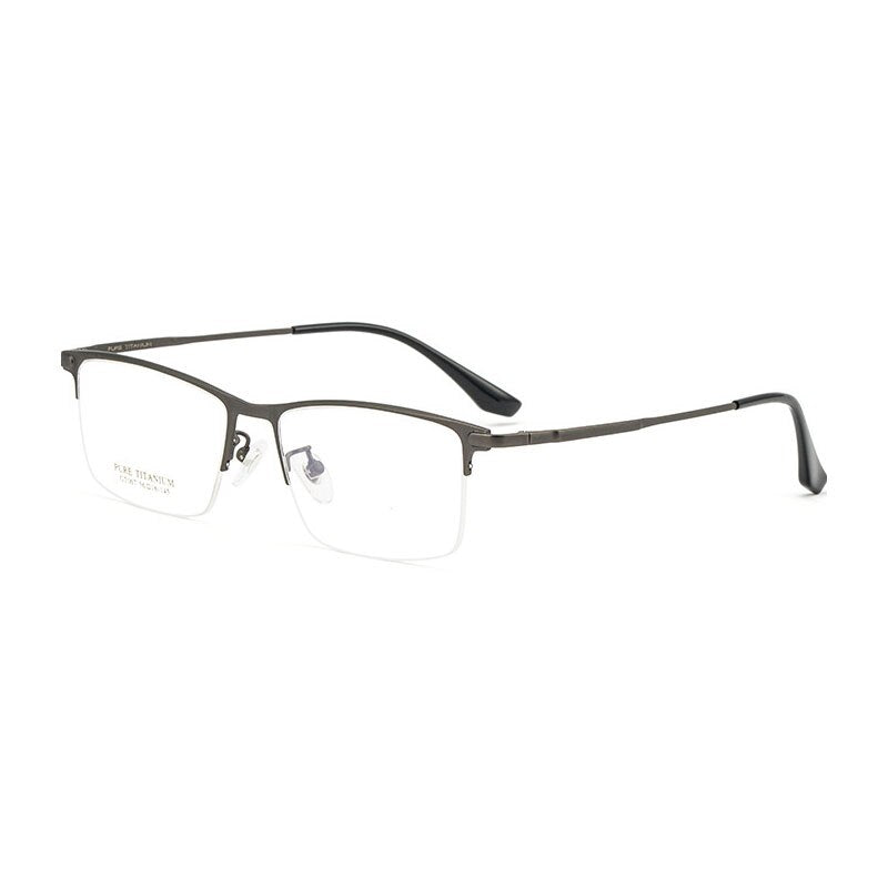 Handoer Unisex Semi Rim Square Titanium Eyeglasses Gt007 Semi Rim Handoer Gray