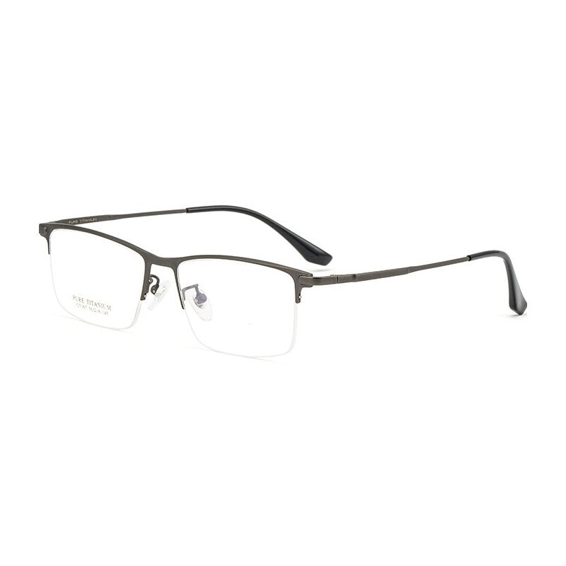 Handoer Unisex Semi Rim Square Titanium Eyeglasses Gt007 Semi Rim Handoer Gray  