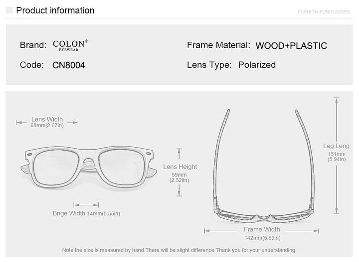 Yimaruili Men's Full Rim Wood Resin Frame HD Polarized Sunglasses 8004 Sunglasses Yimaruili Sunglasses