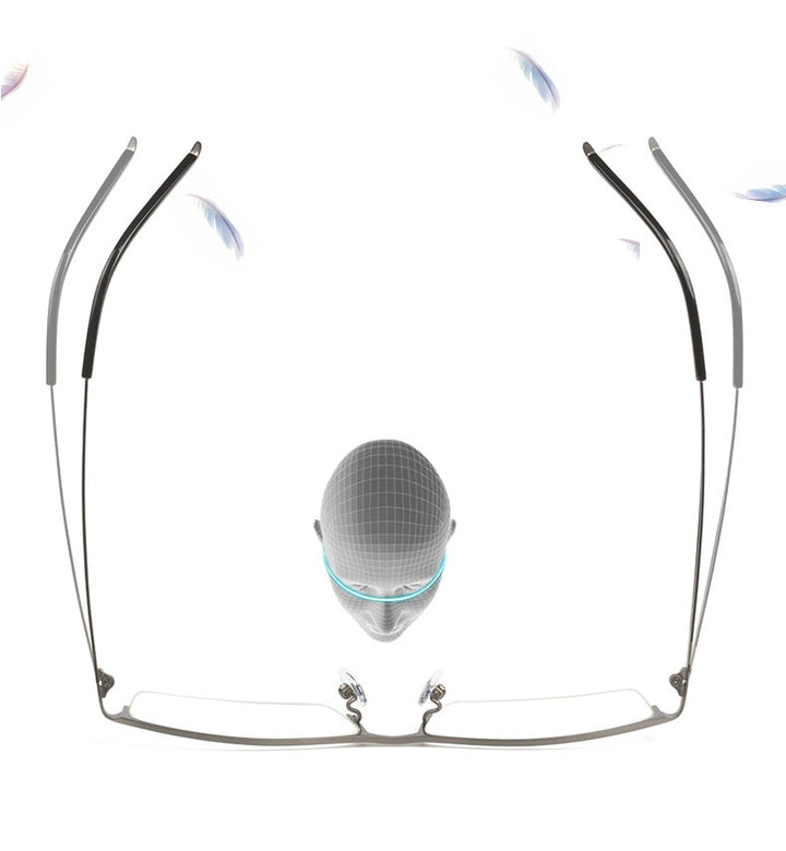 Reven Jate Men's Semi Rim Square Titanium Eyeglasses Ej8606 Semi Rim Reven Jate