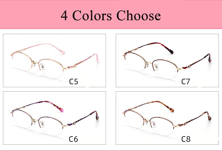 Women's Oval Semi Rim Alloy Eyeglasses Yy1128 Semi Rim Bclear