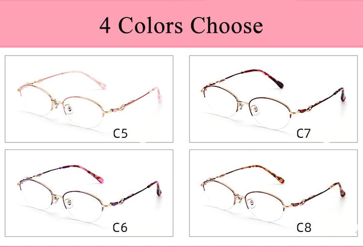 Women's Oval Semi Rim Alloy Eyeglasses Yy1128 Semi Rim Bclear