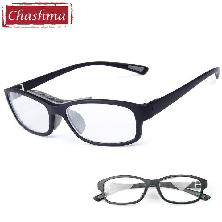 Chashma Ottica Unisex Full Rim Square Tr 90 Titanim Sport Goggle Eyeglasses 010 Full Rim Chashma Ottica Black Gray