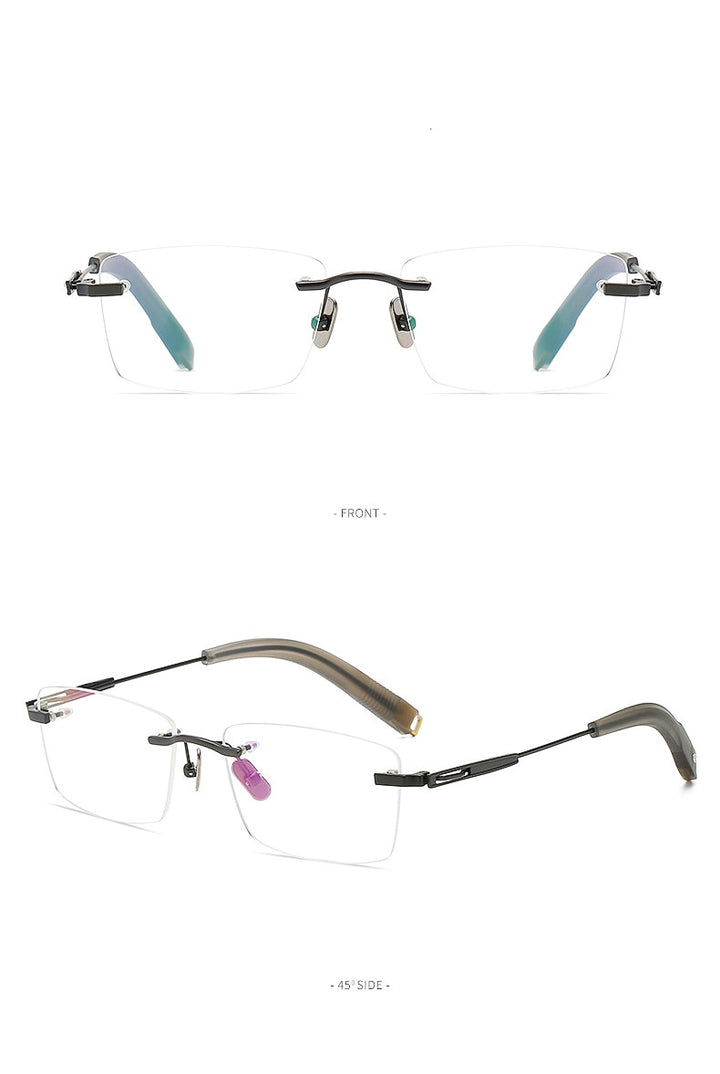 Yimaruili Men's Rimless Square β Titanium Frame Eyeglasses 80816 Rimless Yimaruili Eyeglasses