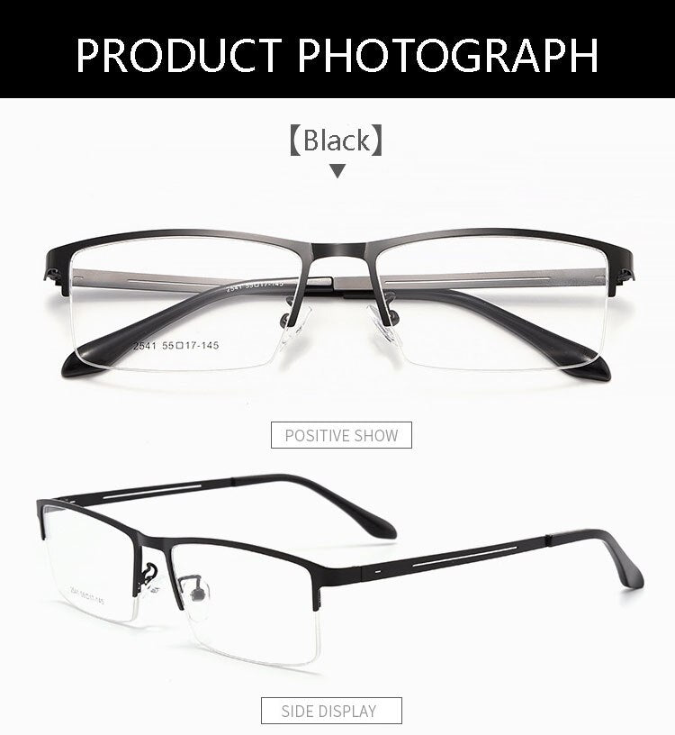 Hotochki Men's Semi Rim Alloy Frame Eyeglasses TR-90 Resin Temples 2541 Semi Rim Hotochki