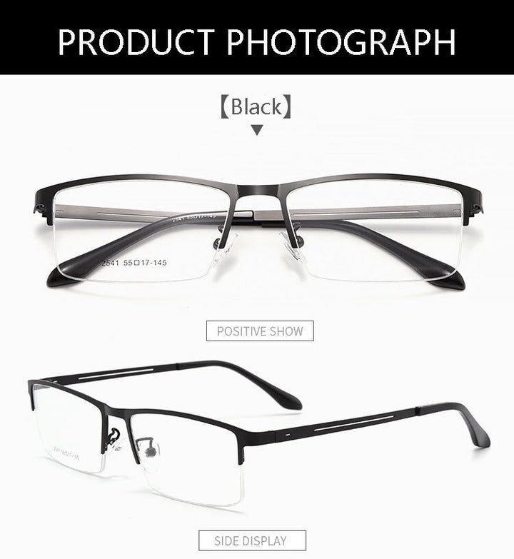Hotochki Men's Semi Rim Alloy Frame Eyeglasses TR-90 Resin Temples 2541 Semi Rim Hotochki