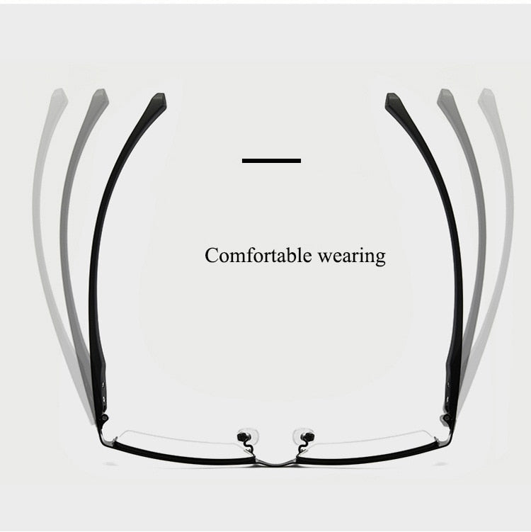 Bclear Men's Semi Rim Square Titanium Alloy Eyeglasses 66071 Semi Rim Bclear