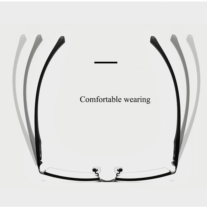 Bclear Men's Semi Rim Square Titanium Alloy Eyeglasses 66071 Semi Rim Bclear