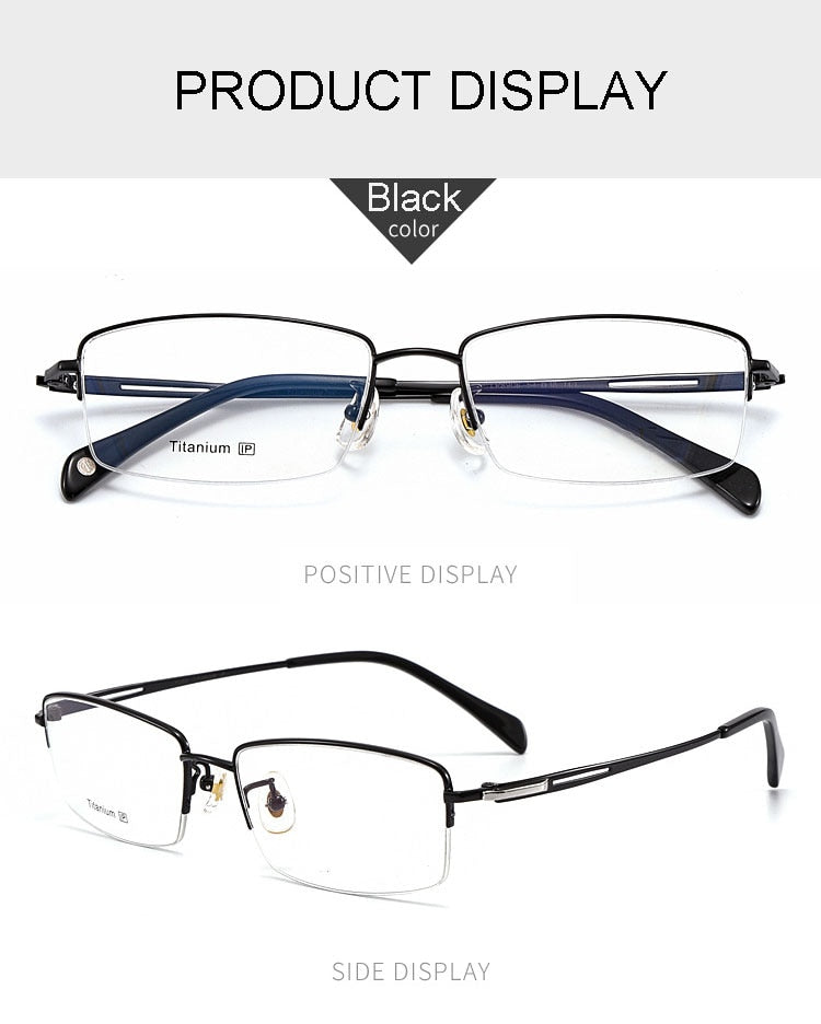 Hotochki Men's Semi Rim Titanium Frame Eyeglasses 8906 Semi Rim Hotochki
