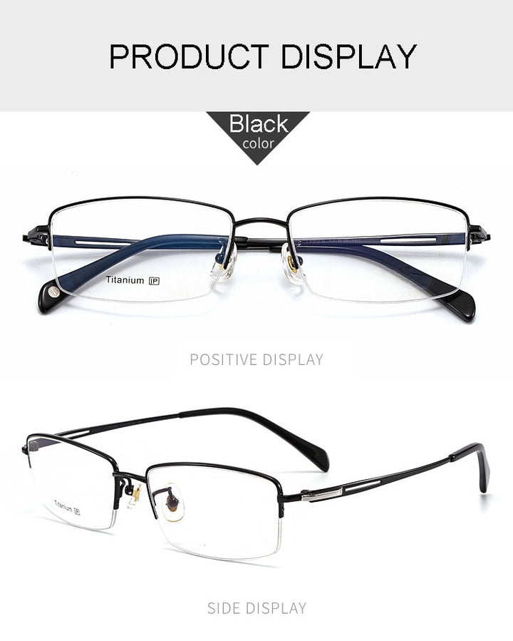 Hotochki Men's Semi Rim Titanium Frame Eyeglasses 8906 Semi Rim Hotochki