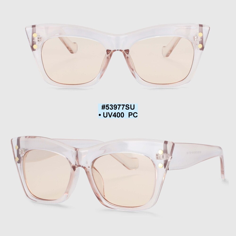 CCspace Women's Full Rim Oversized Cat Eye Resin Frame Sunglasses 53977 Sunglasses CCspace Sunglasses Tea
