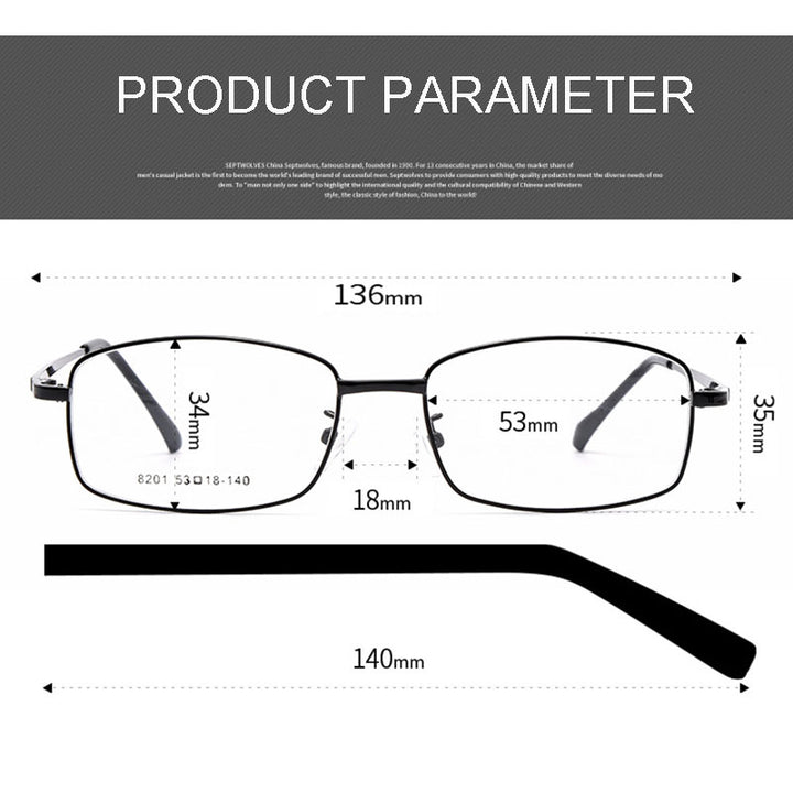 Hotochki Men's Full Rim Titanium Alloy Frame Eyeglasses 8201 Full Rim Hotochki