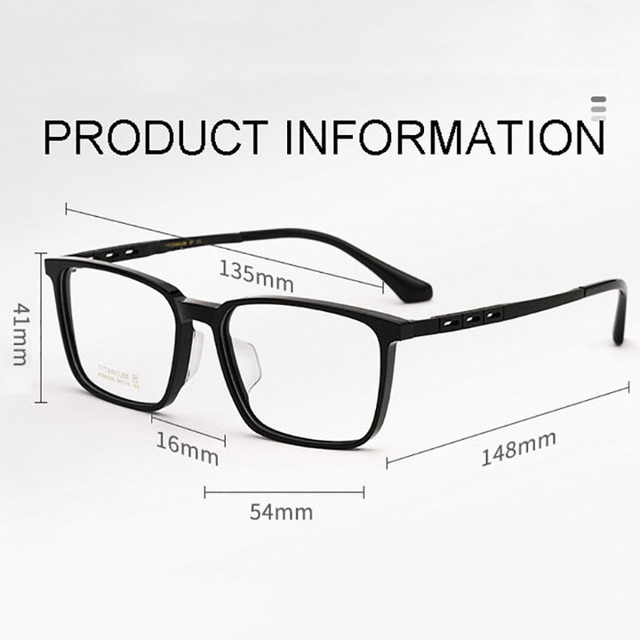 Hotony Men's Full Rim TR 90 Resin Titanium Square Frame Eyeglasses 5020 Full Rim Hotony