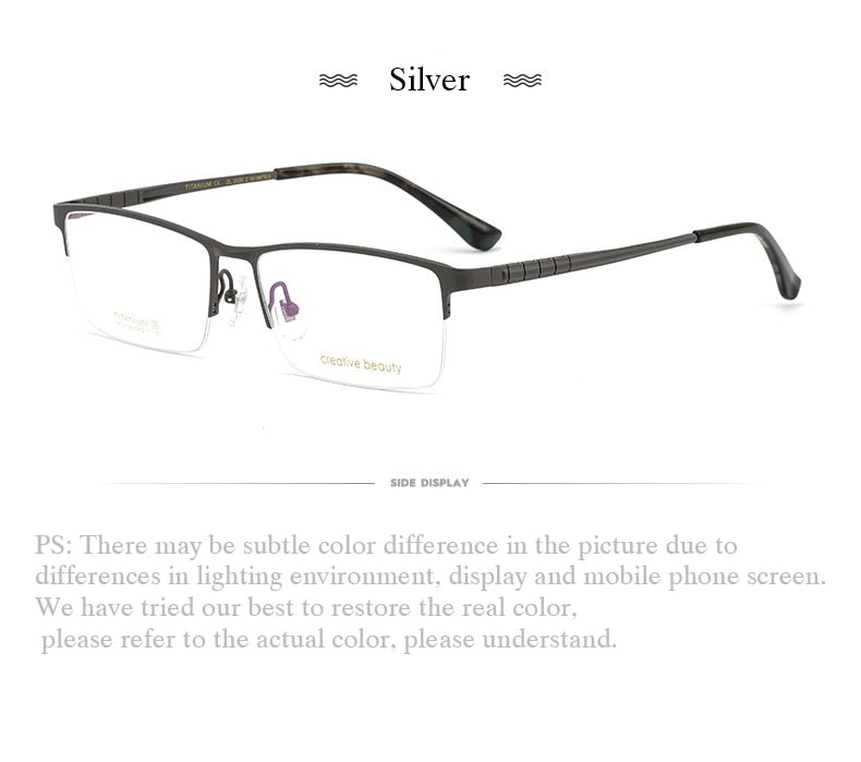 Hotochki Men's Semi Rim Titanium Frame Eyeglasses Ht1099 Semi Rim Hotochki