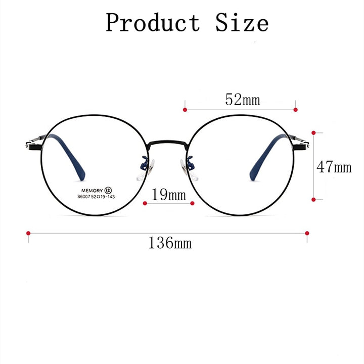 Yimaruili Unisex Full Rim Round β Titanium Frame Eyeglasses  86007YF Full Rim Yimaruili Eyeglasses