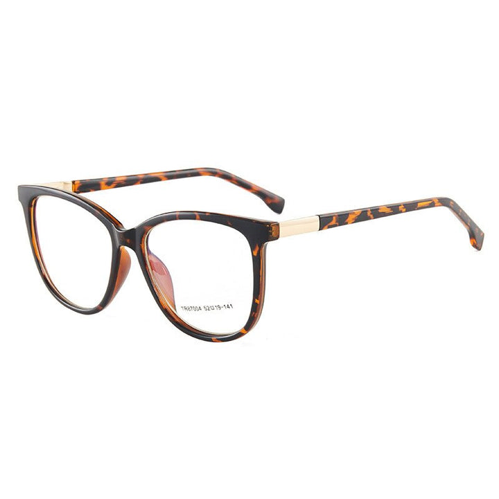 Hotony Woman's Full Rim Cat Eye TR 90 Resin Alloy Frame Eyeglasses 7004 Full Rim Hotony Leopard