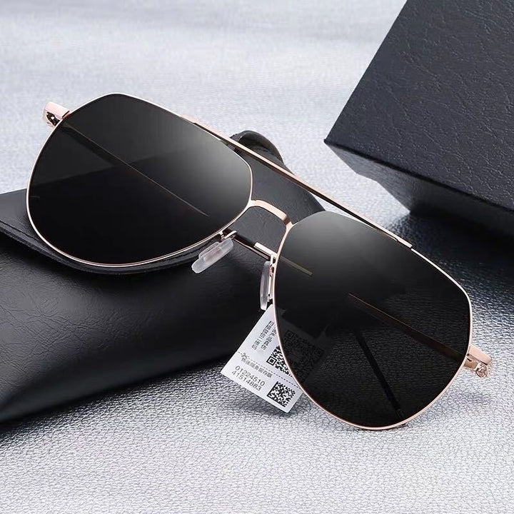 Yimaruili Women's Full Rim Double Bridge Alloy Frame Polarized Lens Sunglasses B8011 Sunglasses Yimaruili Sunglasses Black Gold Other