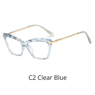 Ralferty Women's Reading Glasses Acetate Cat Eye 9753 Reading Glasses Ralferty C2 Clear Blue 0