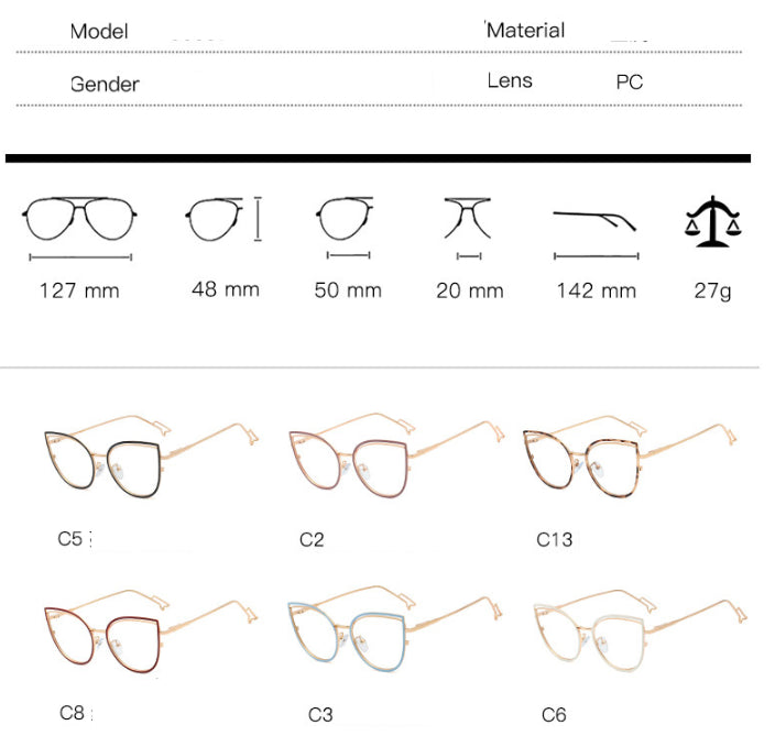 CCspace Unisex Full Rim Cat Eye Tr 90 Titanium Frame Eyeglasses 48198 Full Rim CCspace