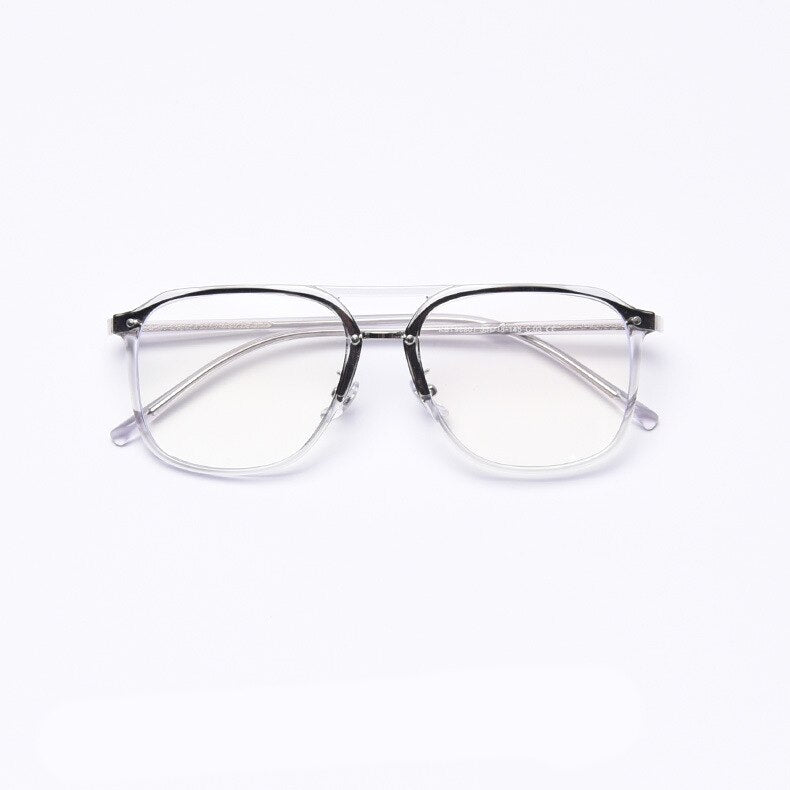 CCspace Women's Full Rim Square Tr 90 Titanium Double Bridge Frame Eyeglasses 49357 Full Rim CCspace C3Gray