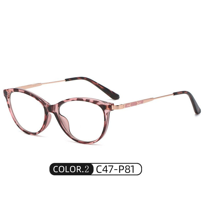 Hotony Women's Full Rim Cat Eye TR 90 Resin Alloy Frame Eyeglasses Tr2332 Full Rim Hotony C2